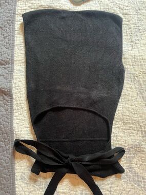 Zara Black Women's Knit Sweater Top with Open Back & Tie Detail